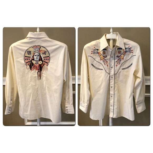 Vintage American Indian Style Cowboy shirt - Picture 2 of 6